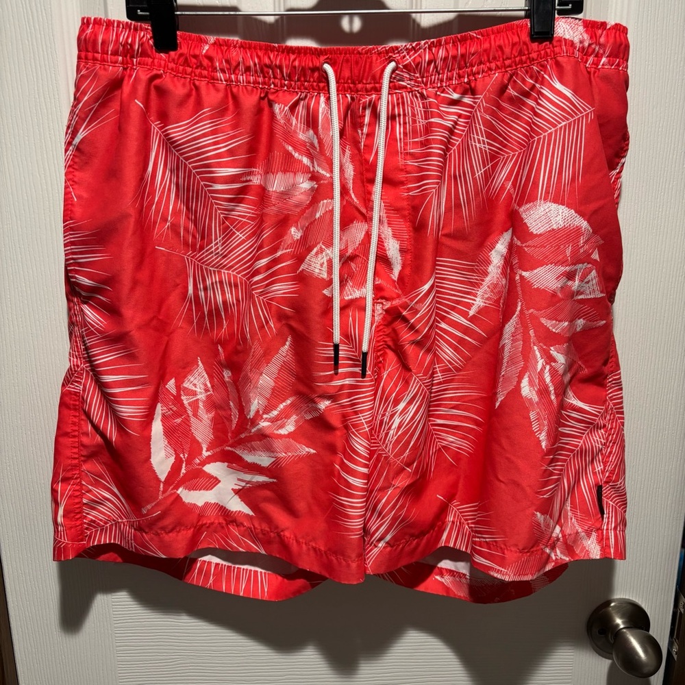Michael Kors Red and White Striped Swim Shorts